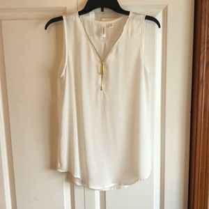 White tank with gold zipper!